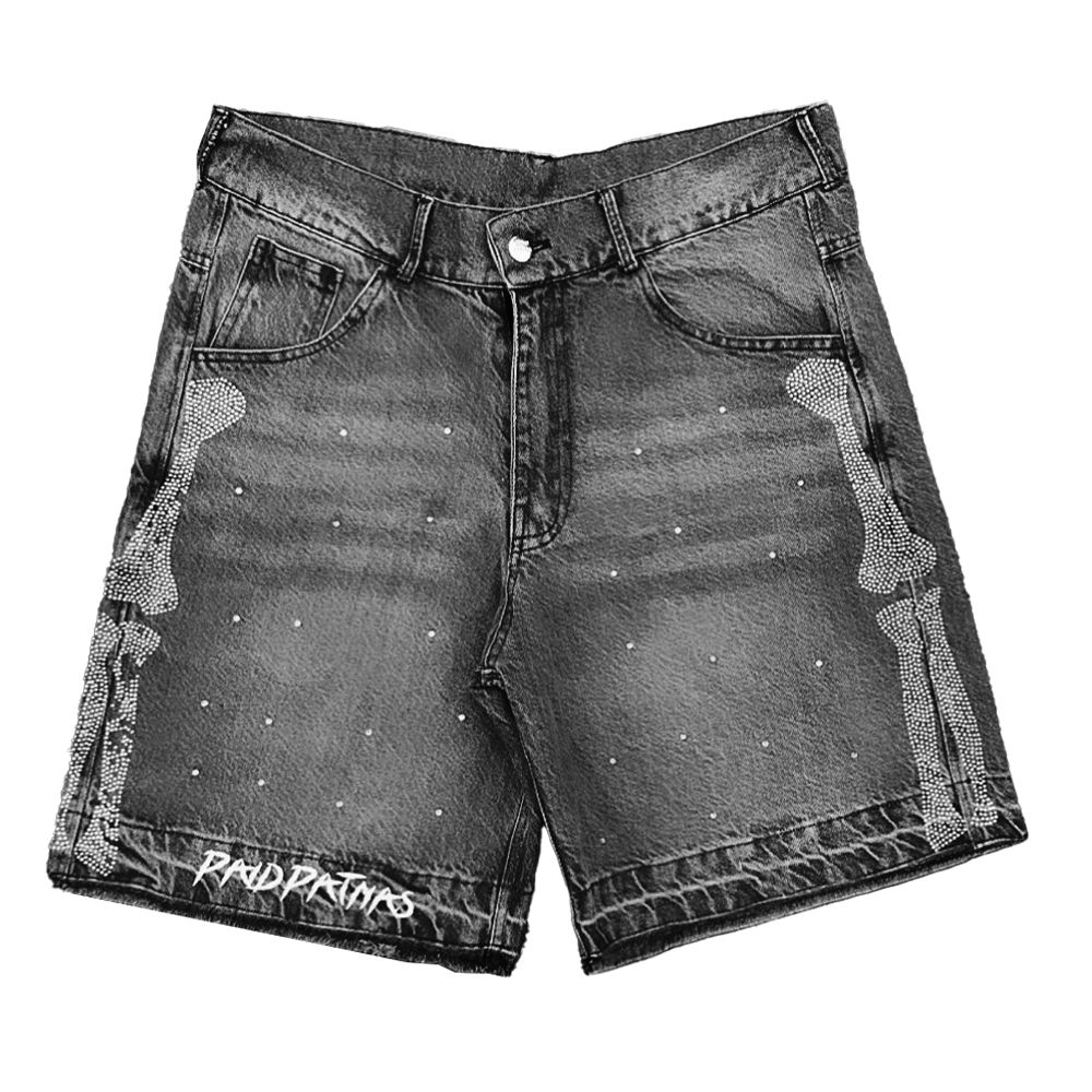 Paid Patnas BLACK ACID WASH Shorts